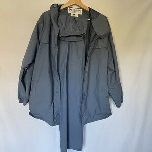 Columbia dusty blue jacket pants set women's size small raincoat pockets hood